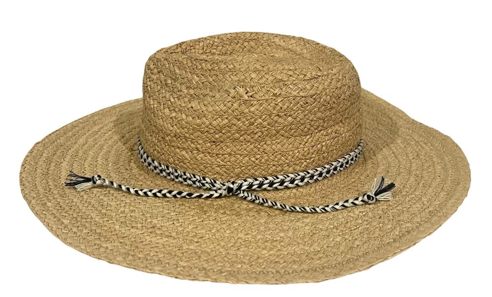 Kittenish Straw Wide Brim Hat Rope Band Women’s One Size Beach Sun Shade